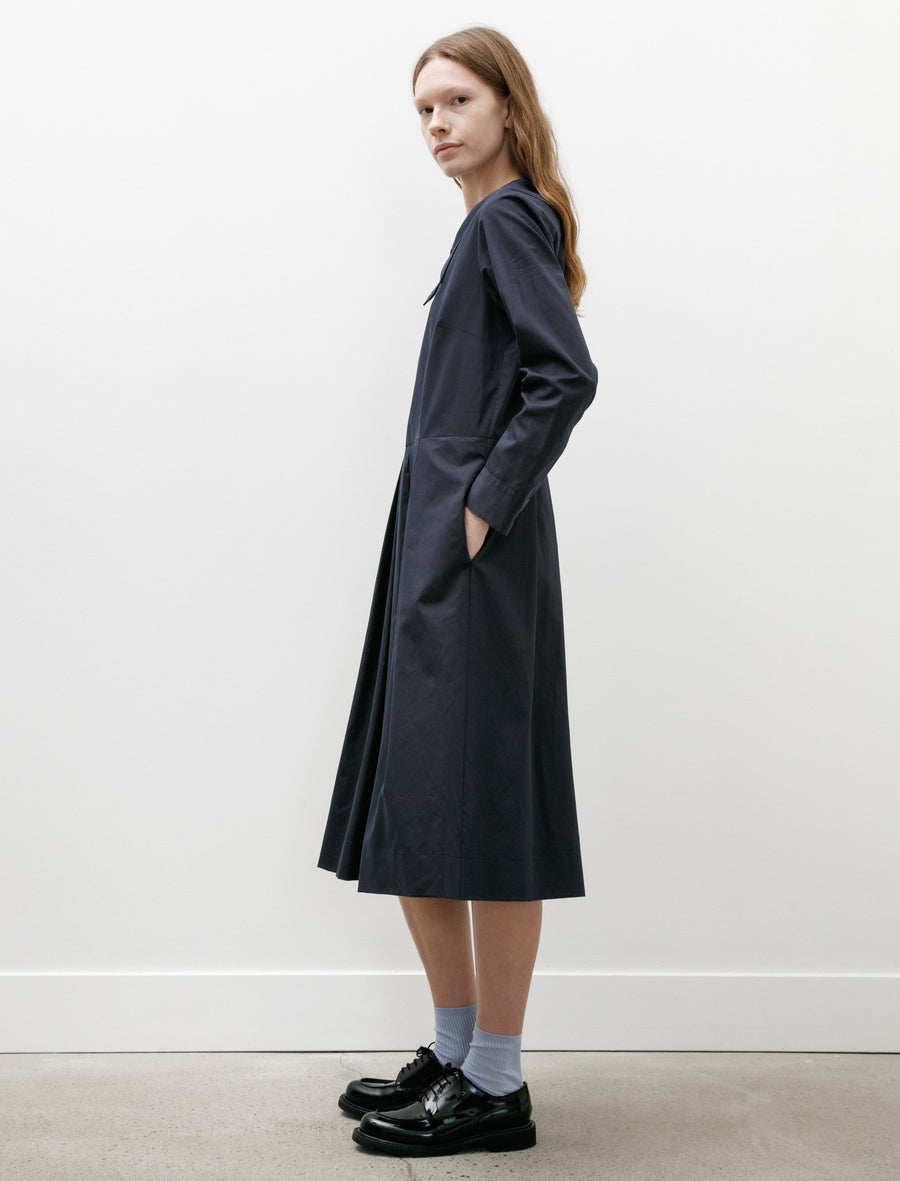 silk collar dress OPEN COLLAR FLARE SILK DRESS