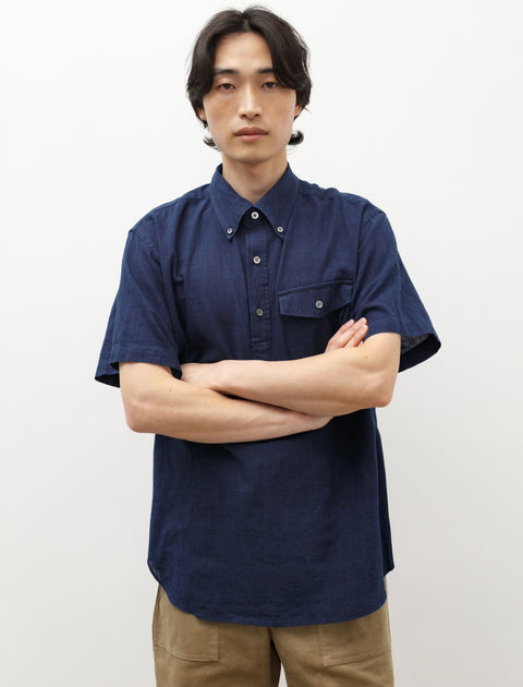 Engineered Garments Popover BD Shirt Navy Cotton Voile