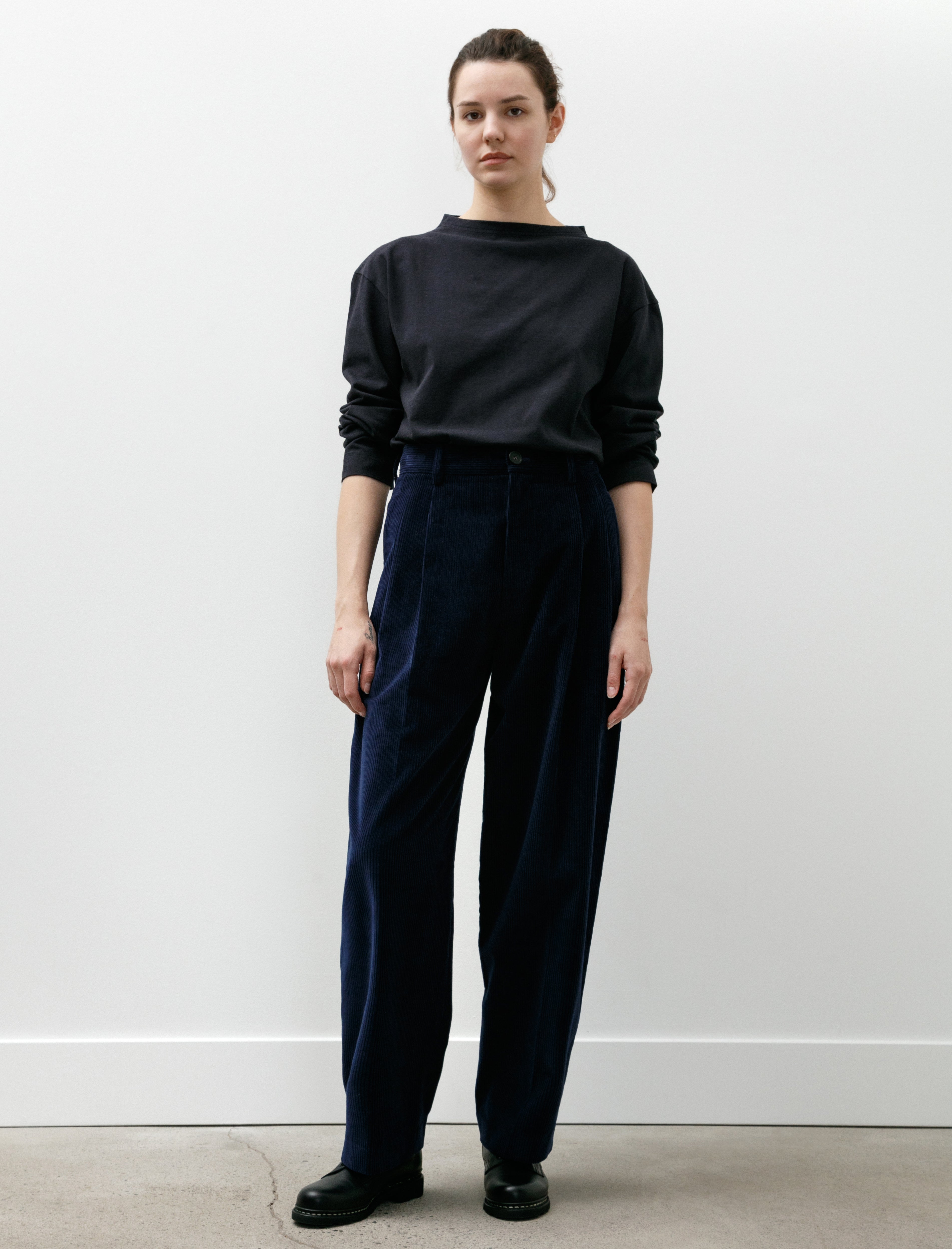 Cristaseya Double Pleated Wide Pants Indigo