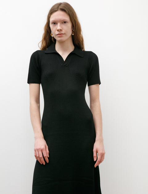 CFCL Rib Short Sleeve Polo Dress Black