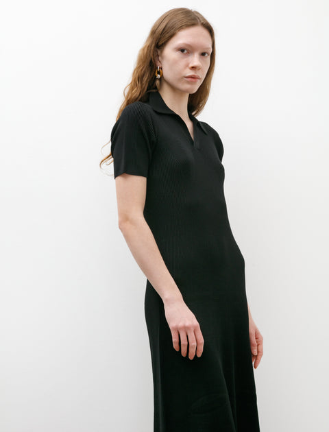 CFCL Rib Short Sleeve Polo Dress Black