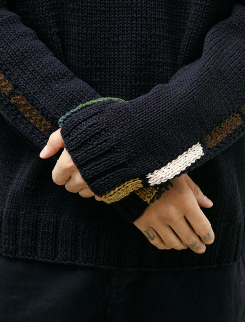 Casey Casey Sweater Tube Cotton Wool Pattern Navy 