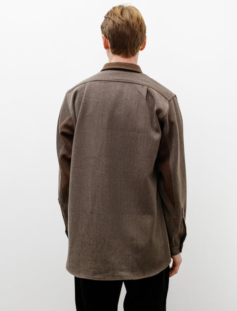 Frank Leder Wool Shirt Brown Marle Sleeve Detail