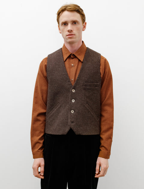 Frank Leder Wool Suiting Vest Brown