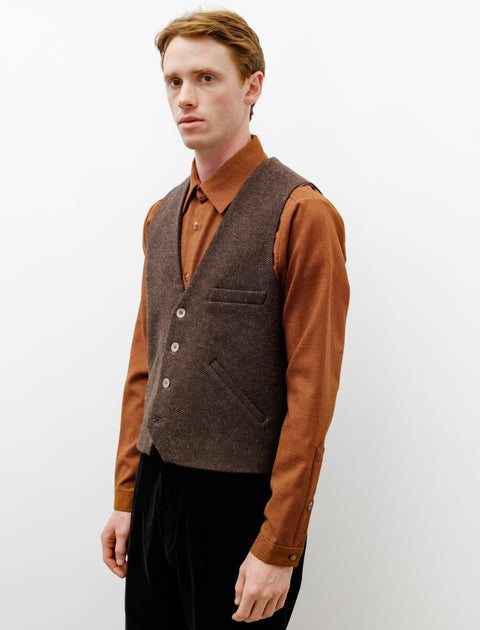 Frank Leder Wool Suiting Vest Brown