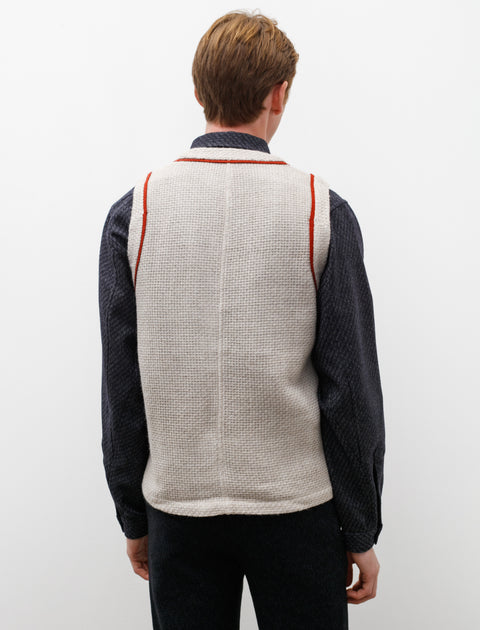 Frank Leder Wool Vest Light Grey Red Detail