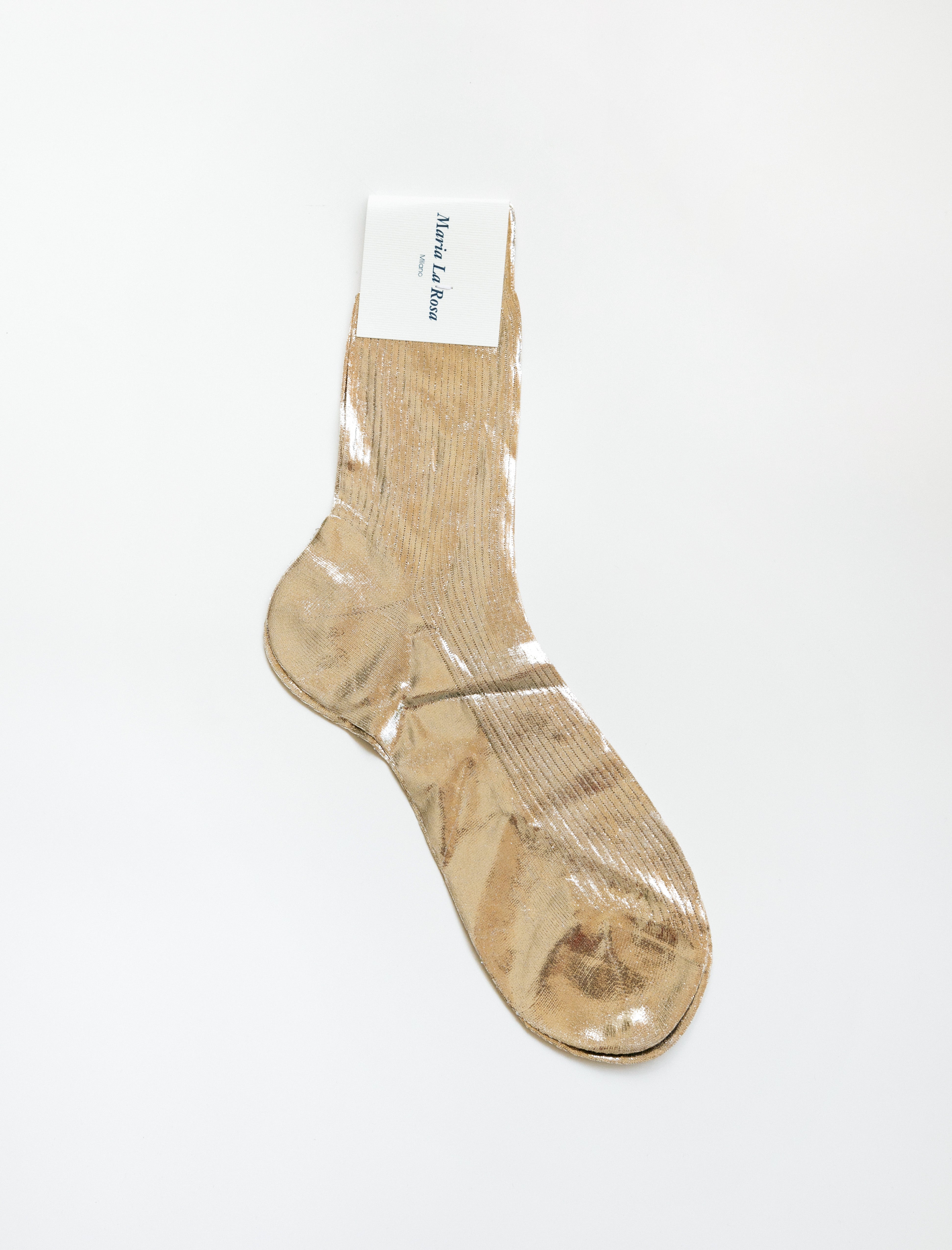 Maria La Rosa One Ribbed Laminated Sock Platinum

