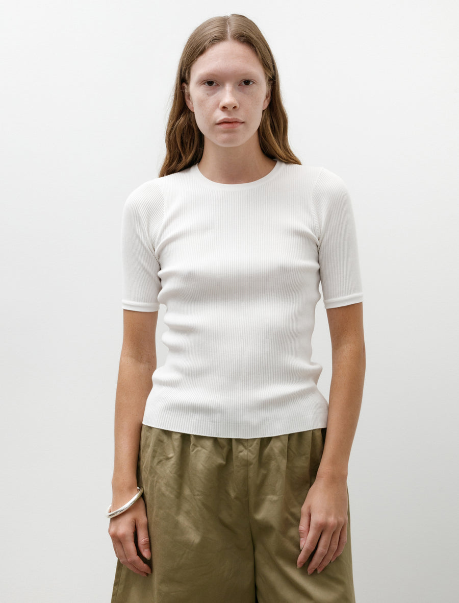 Cotton High Gauge Rib Knit Tee White - Image 1