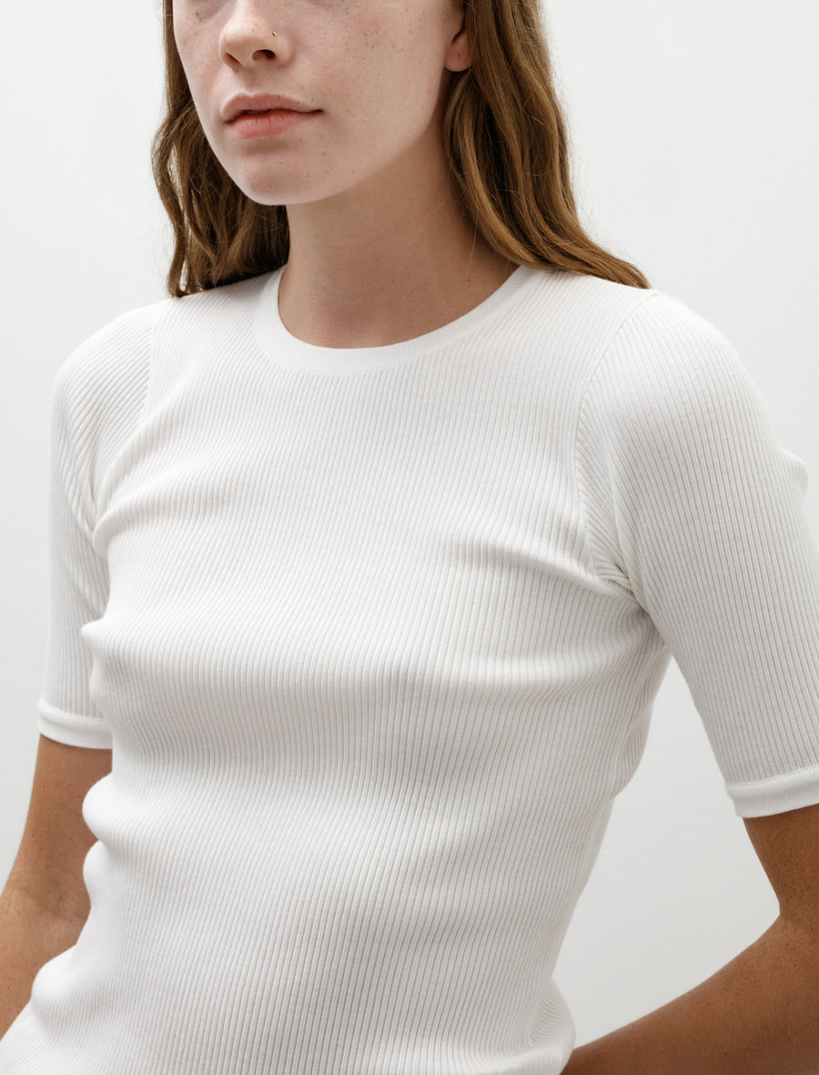 Cotton High Gauge Rib Knit Tee White - Image 2
