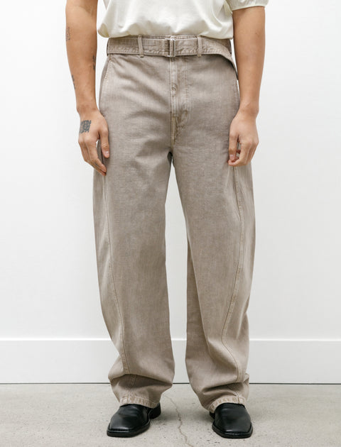 Lemaire Twisted Belted Pants Denim Snow Beige