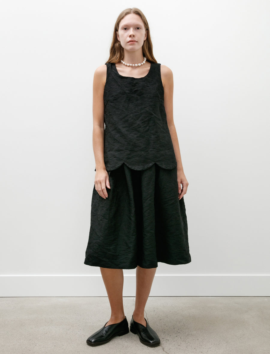 Scalloped Hem Sleeveless Dress Black - Image 2