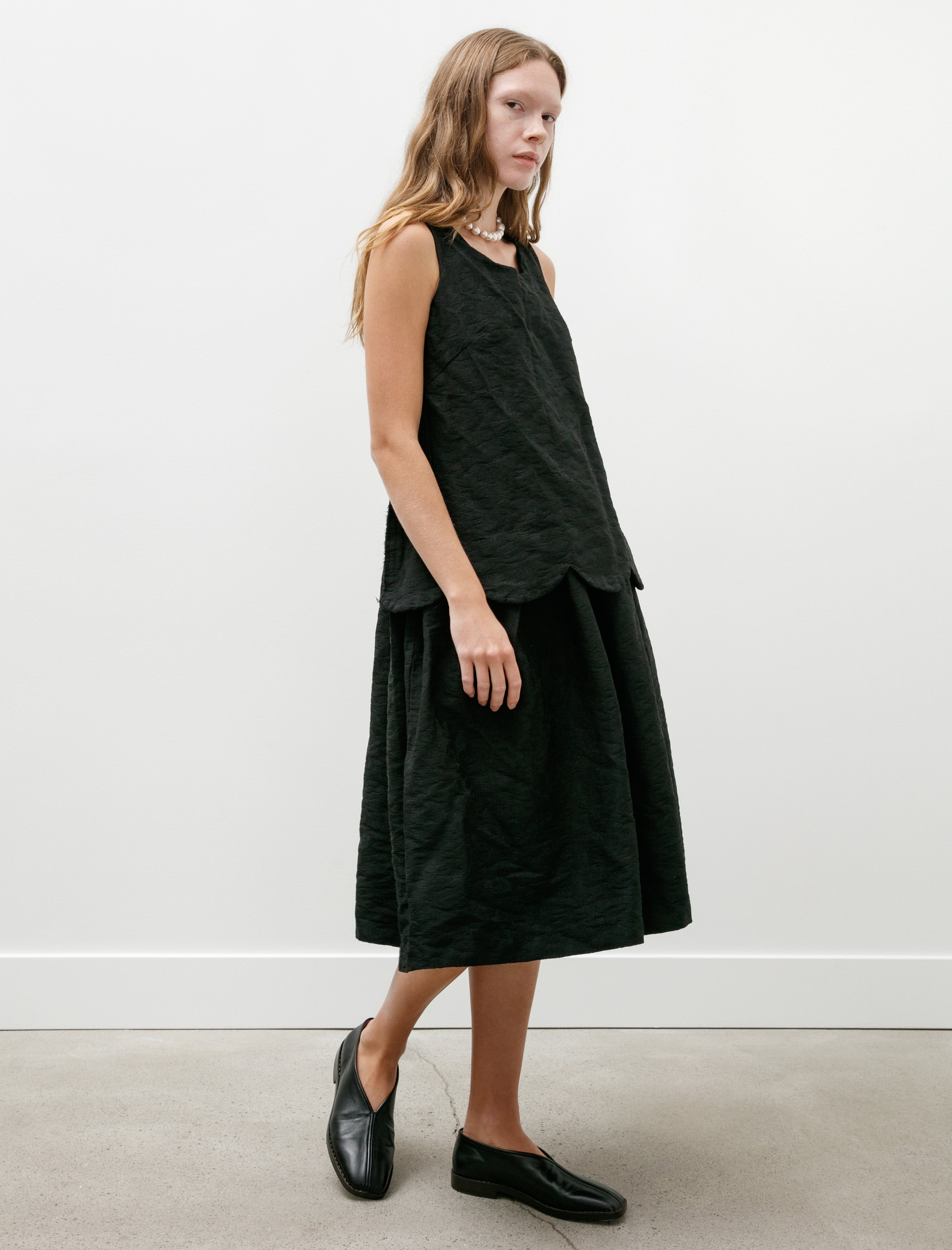 Comme des Garçons Comme des Garçons Scalloped Hem Sleeveless Dress Bla…