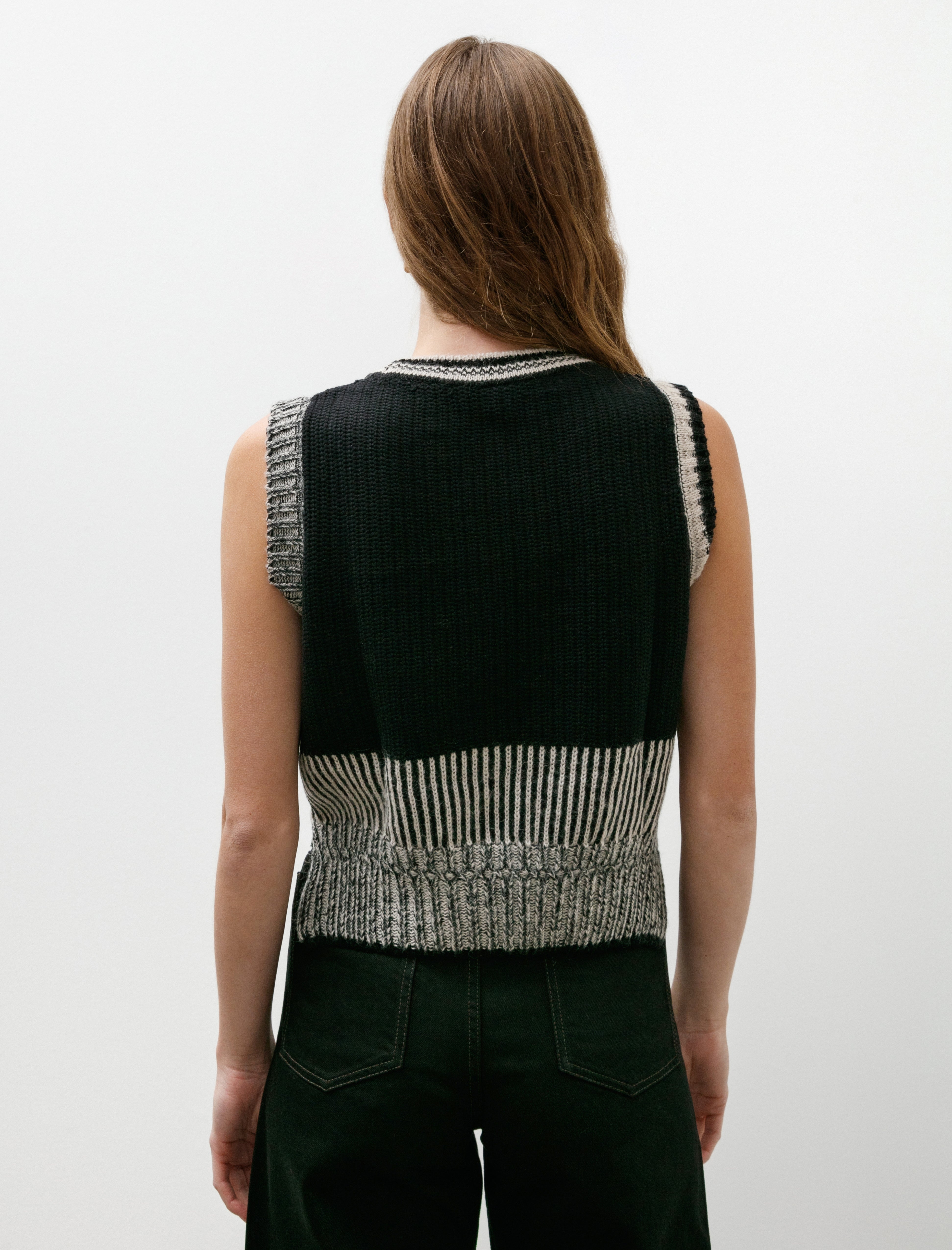 Y's by Yohji Yamamoto-Design Knit Vest Black/White