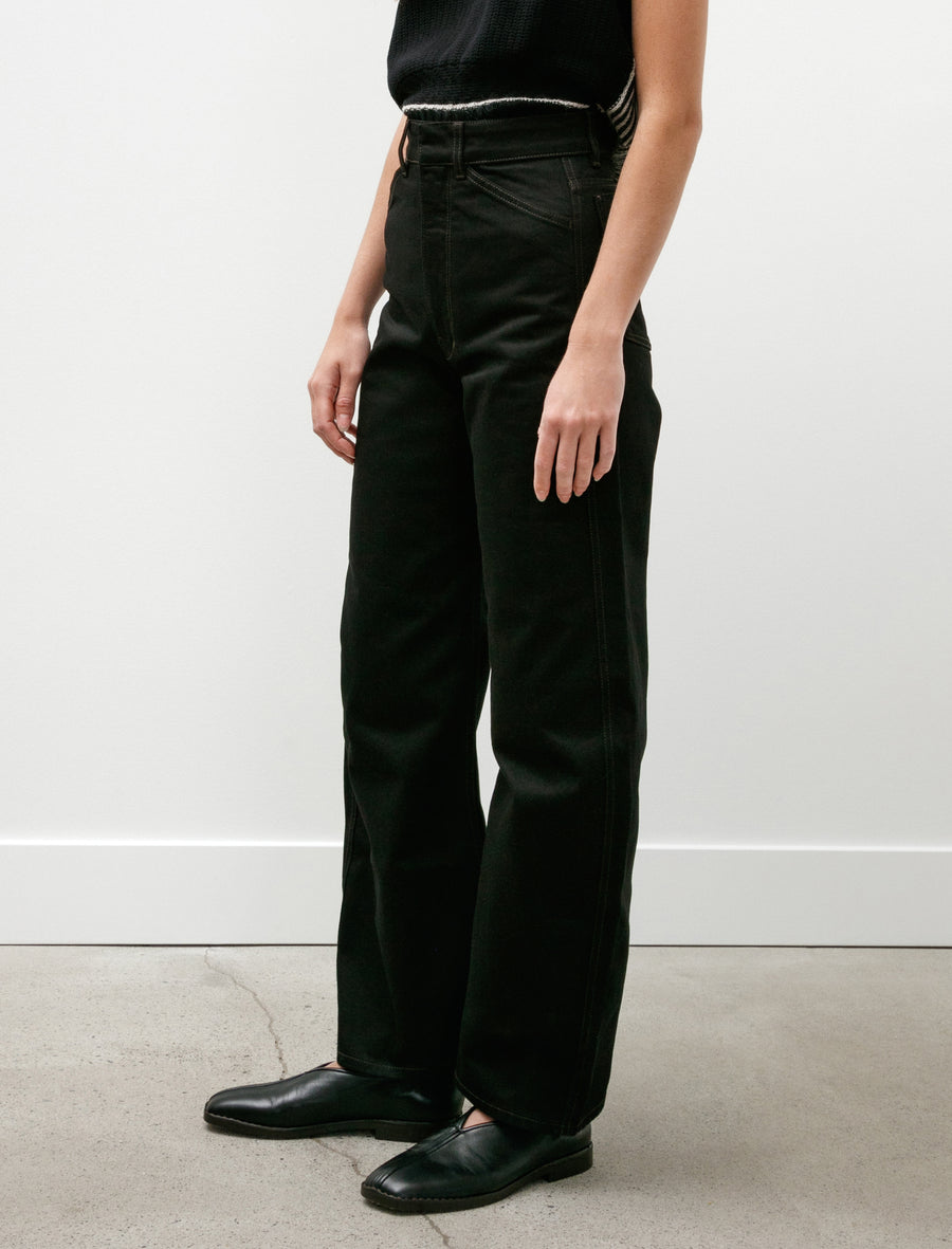 High Waisted Curved Pants Black - Image 3