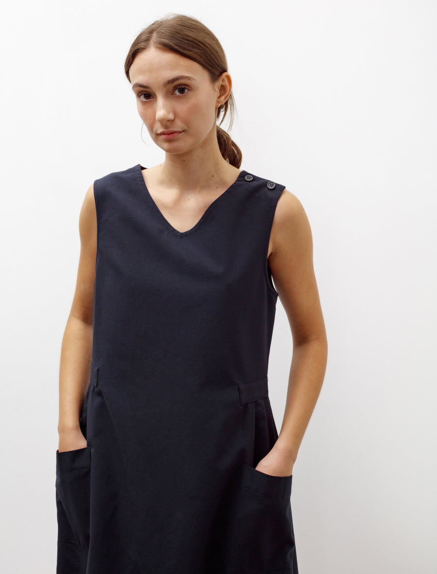 Margaret Howell Smock Dress Wool Cotton Ink Neighbour Margaret Howell Smock Dress Wool Cotton Ink Neighbour