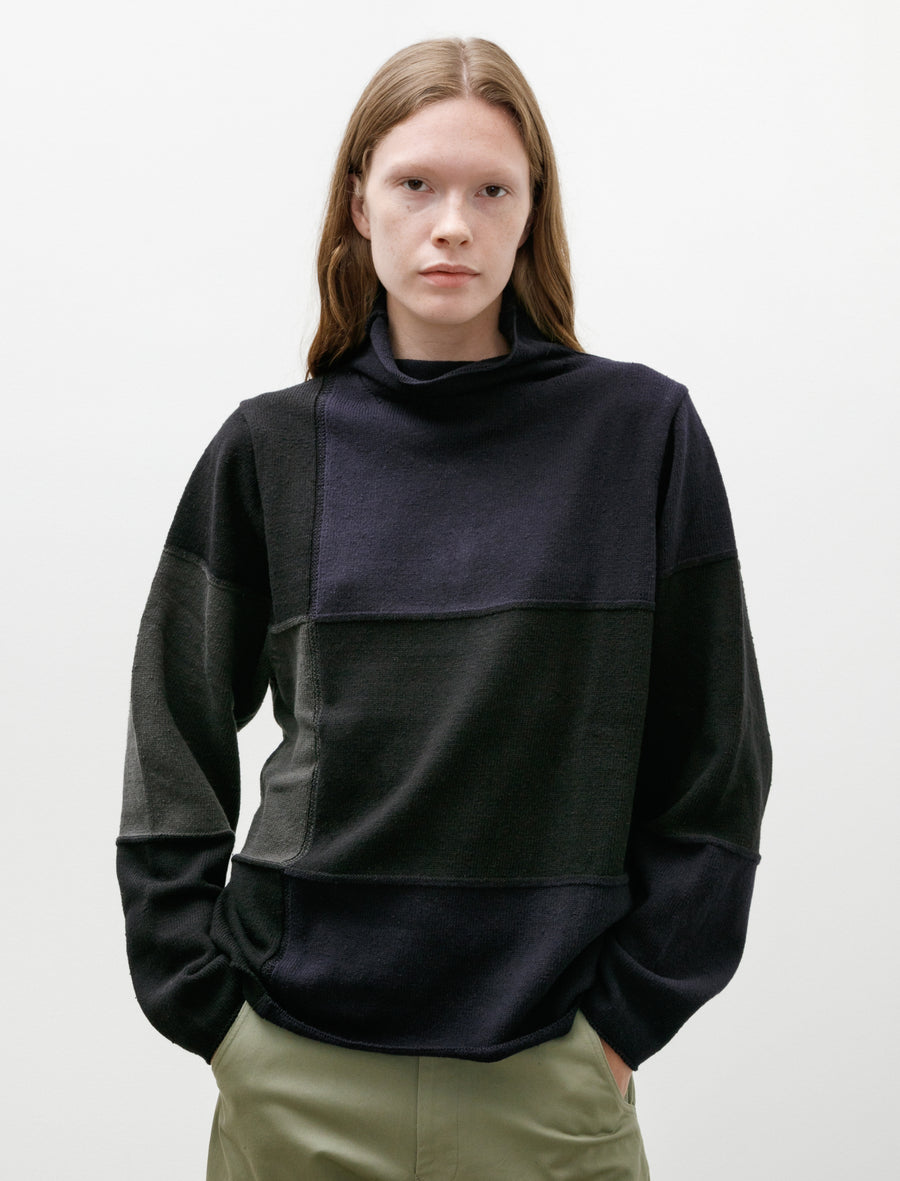 High Neck Squares Pullover Grey/Navy - Image 1