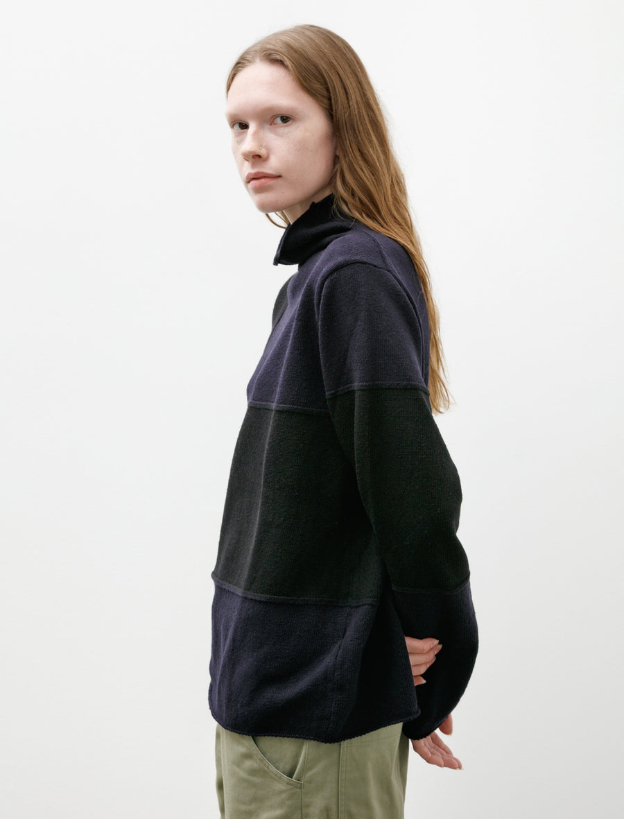 High Neck Squares Pullover Grey/Navy - Image 3