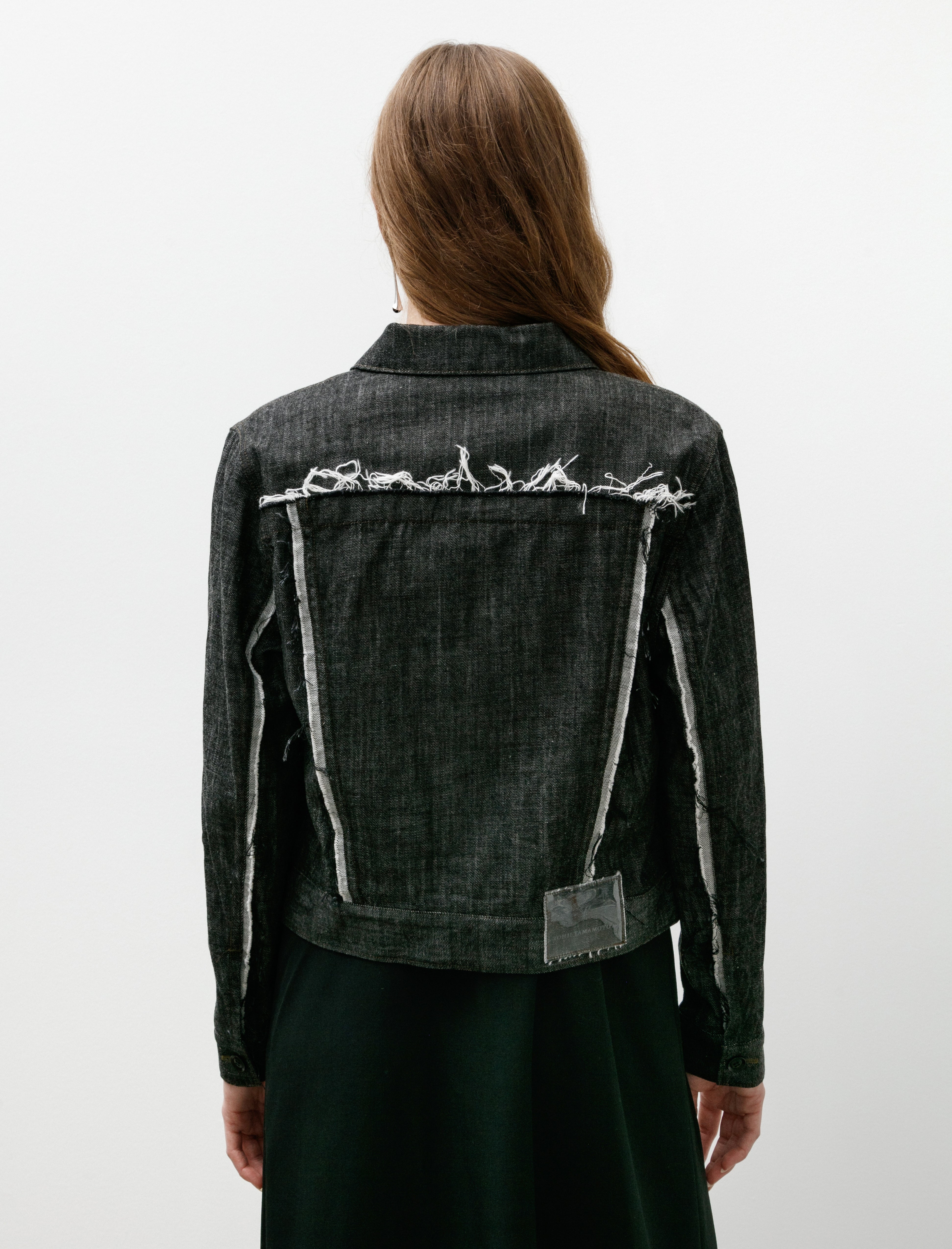 Y's by Yohji Yamamoto-Untrimmed Panel Denim Jacket