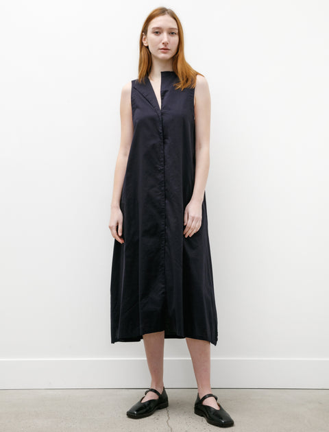 Y's by Yohji Yamamoto Sleeveless Dress with Untrimmed Collar Navy