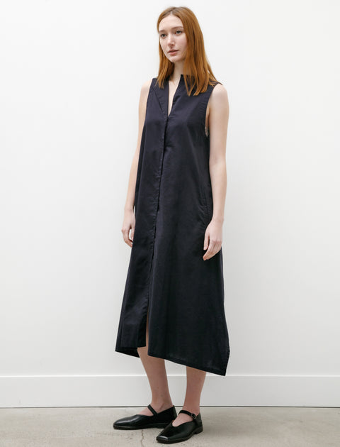 Y's by Yohji Yamamoto Sleeveless Dress with Untrimmed Collar Navy