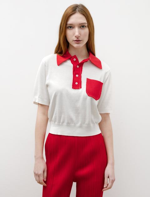 Camiel Fortgens 70s Knit Polo White/Red