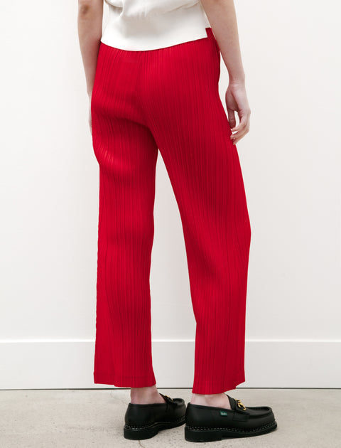 Pleats Please by Issey Miyake Thicker Bottoms Flared Pants Red
