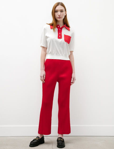 Pleats Please by Issey Miyake Thicker Bottoms Flared Pants Red