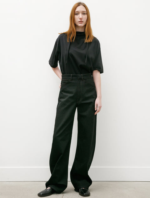 Lemaire Curved High Waisted Pants Black Denim
