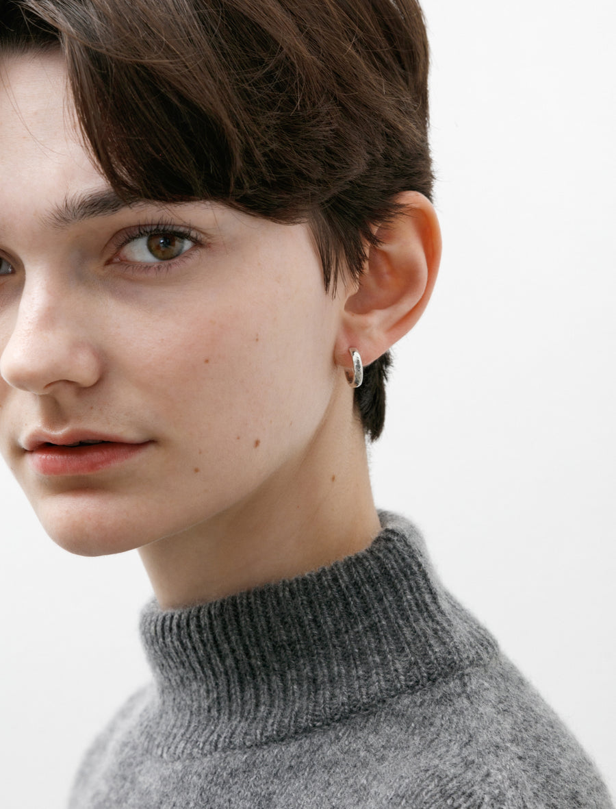 Hammered Band Earrings Silver - Image 3