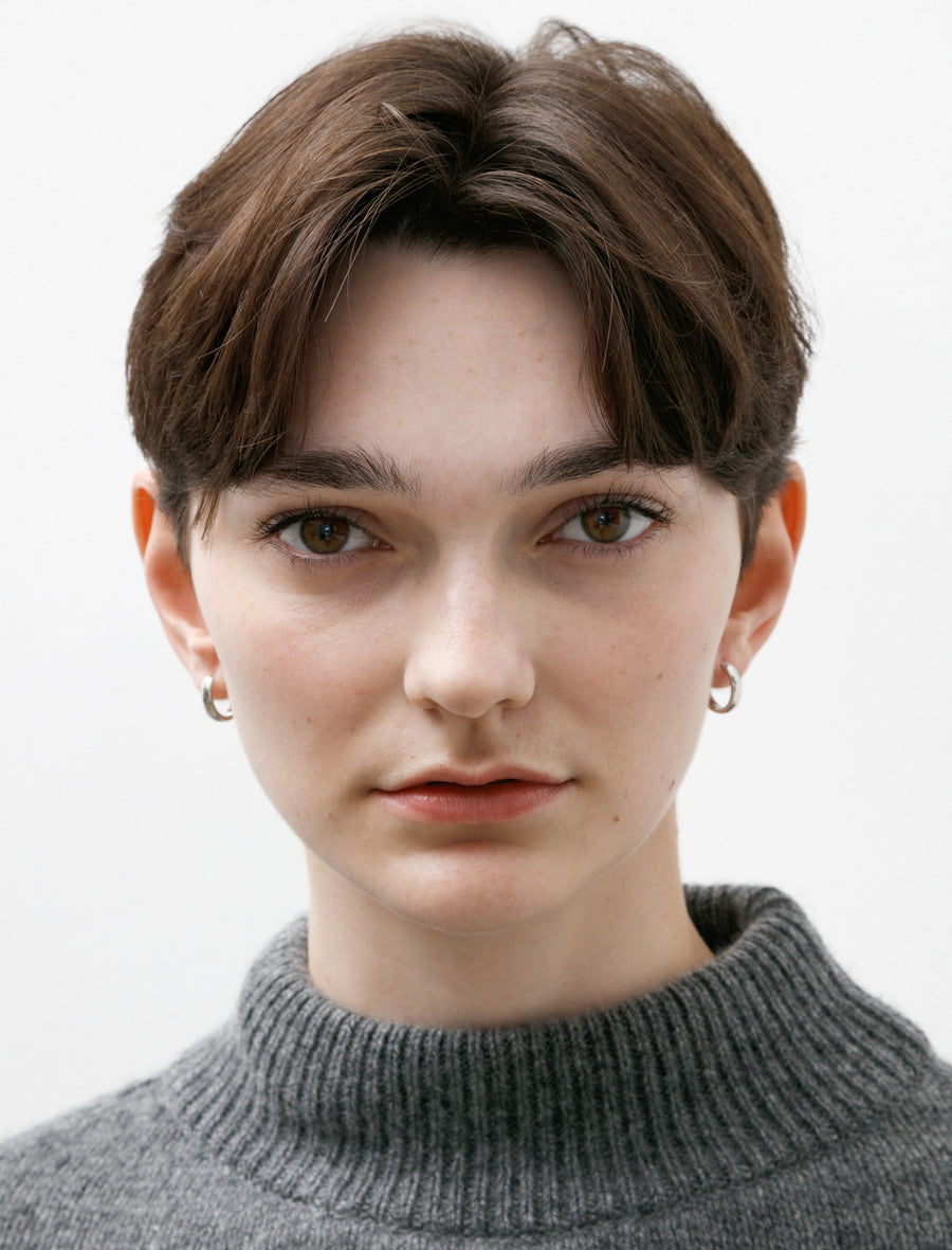 Hammered Band Earrings Silver - Image 2