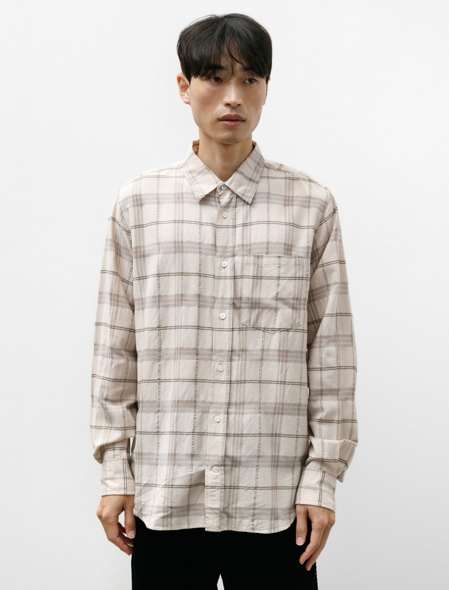 Algot Relaxed Textured Check Shirt Oatmeal - Image 1