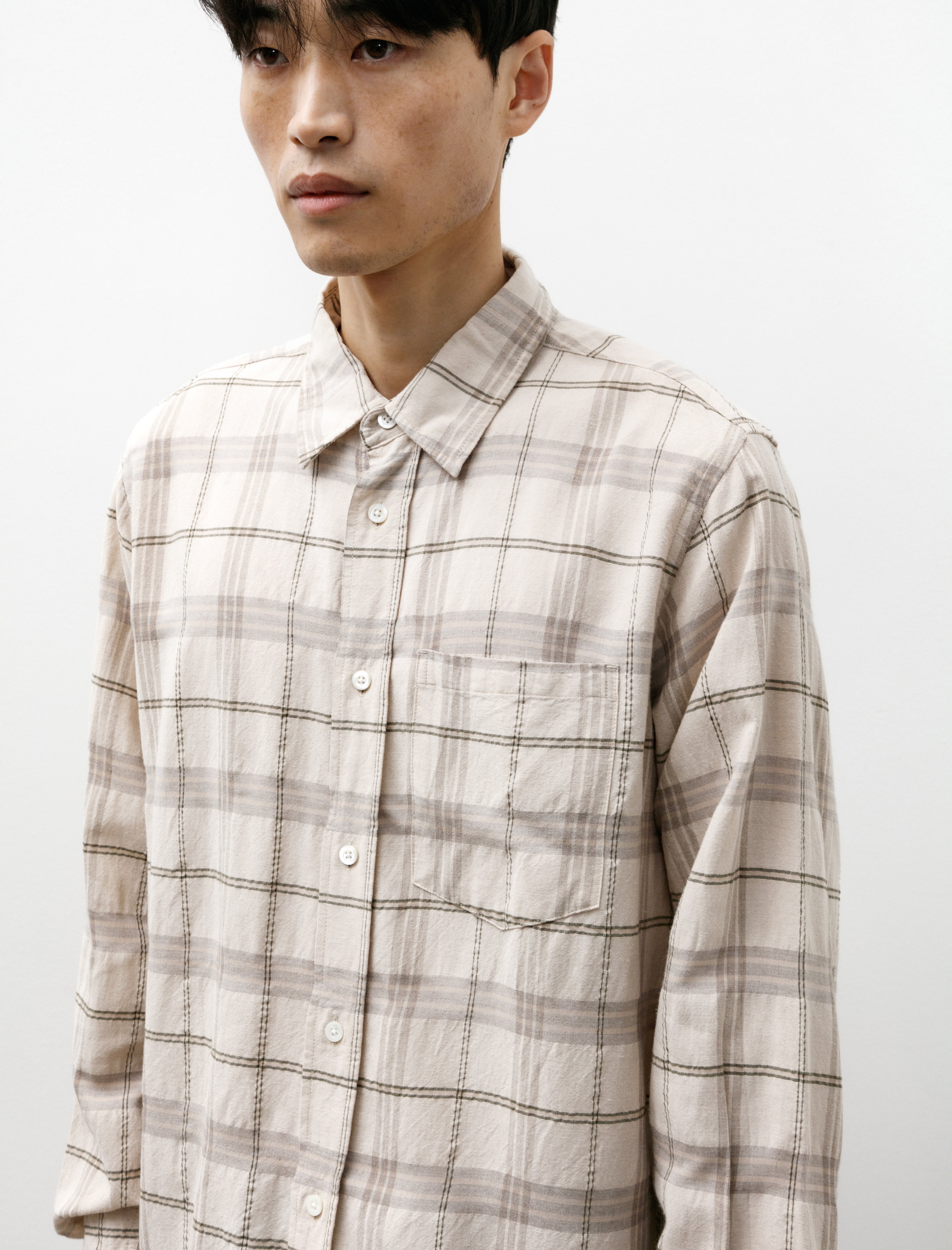 Norse Projects Algot Relaxed Textured Check Shirt Oatmeal