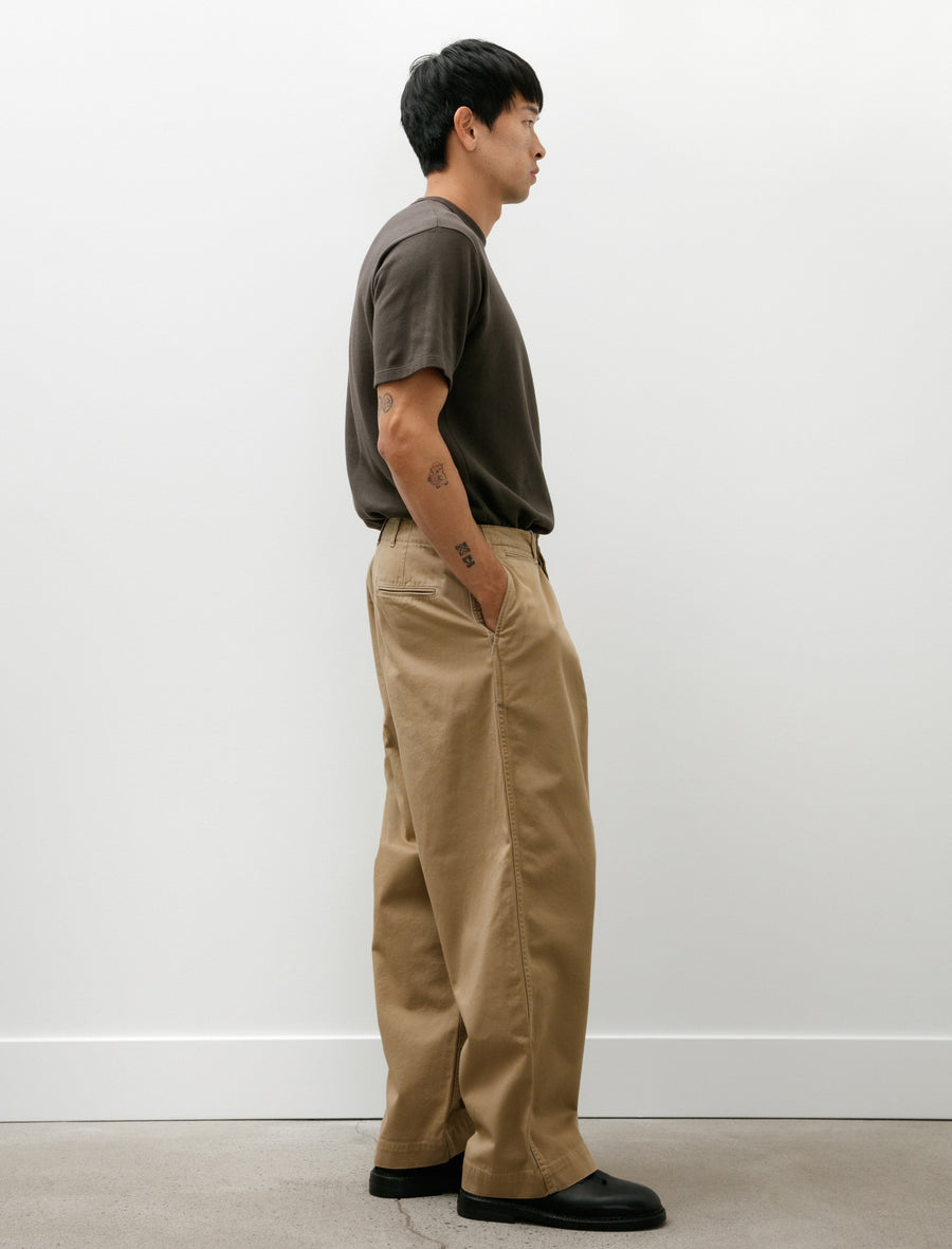 Albarn Distressed Resized Chino Trousers Beige - Image 3