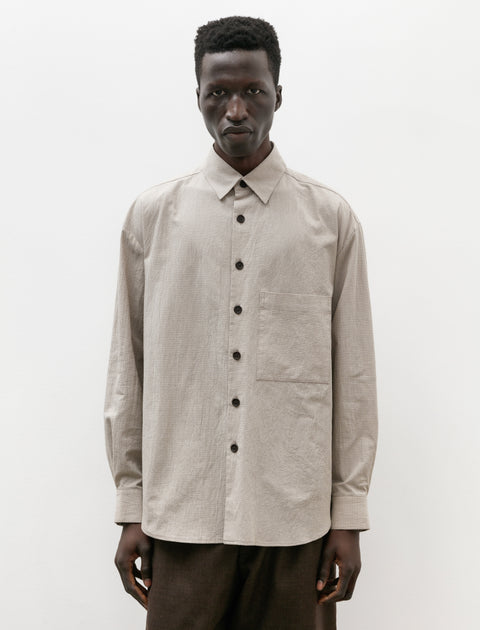 Evan Kinori Big Shirt Two Organic Cotton Grid Cloth Beige