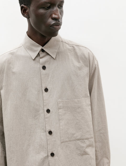 Evan Kinori Big Shirt Two Organic Cotton Grid Cloth Beige