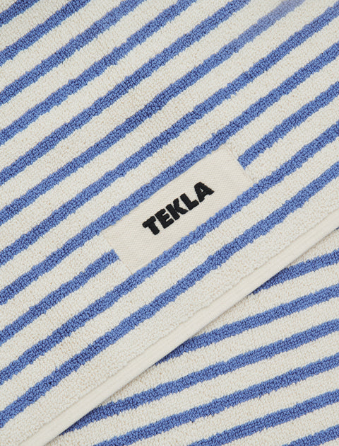 Tekla Heavyweight Cotton Bath Mat Striped Coastal Blue