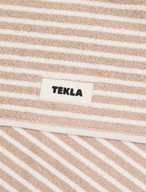 Tekla Heavyweight Cotton Bath Mat Ivory Stripes