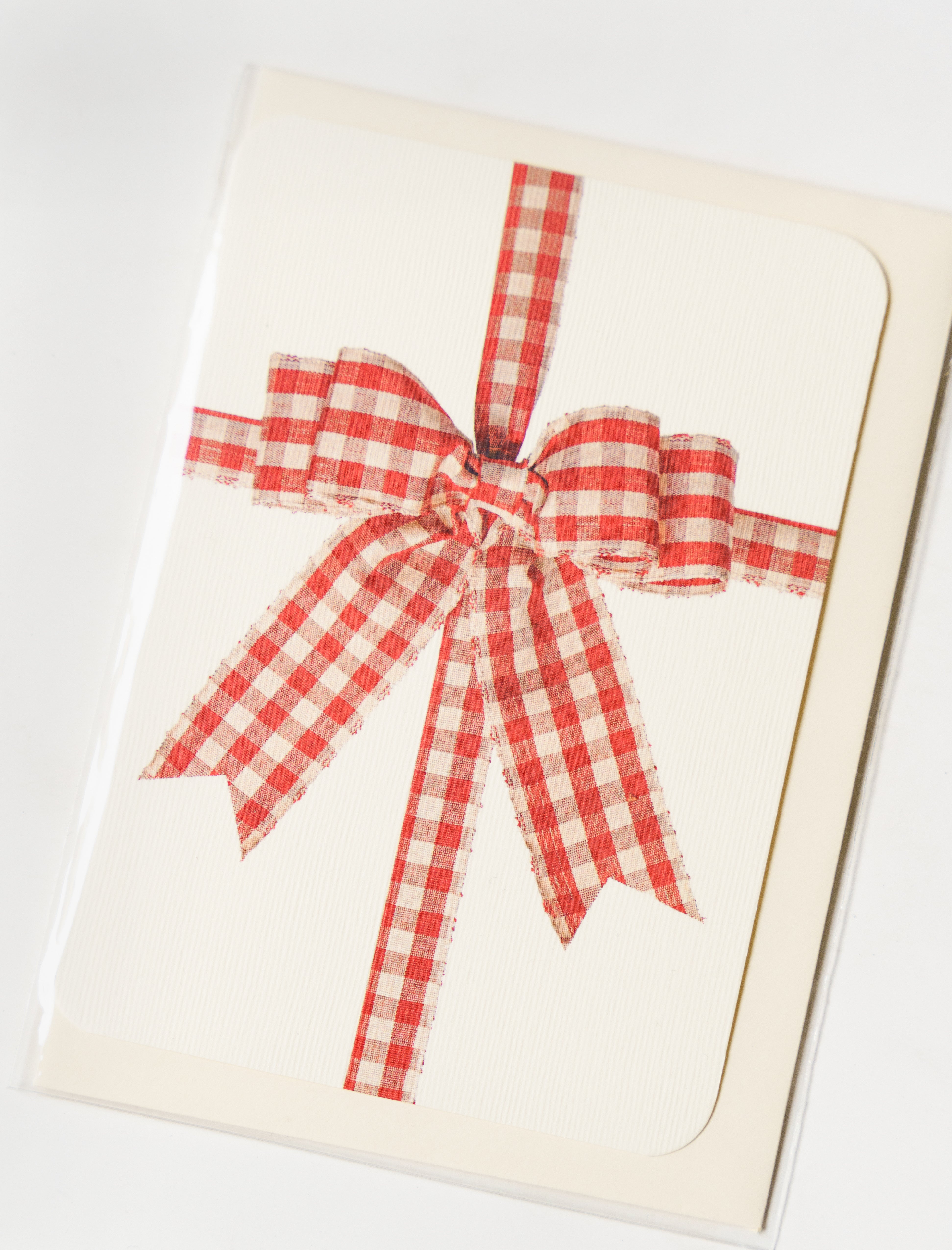 Canonbury Press Greeting Card Gingham Bow
