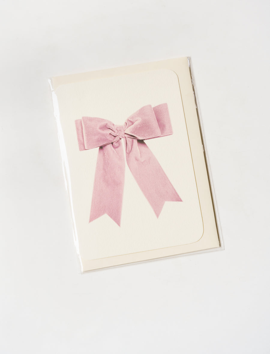 Greeting Card Baby Pink Velvet Bow - Image 1