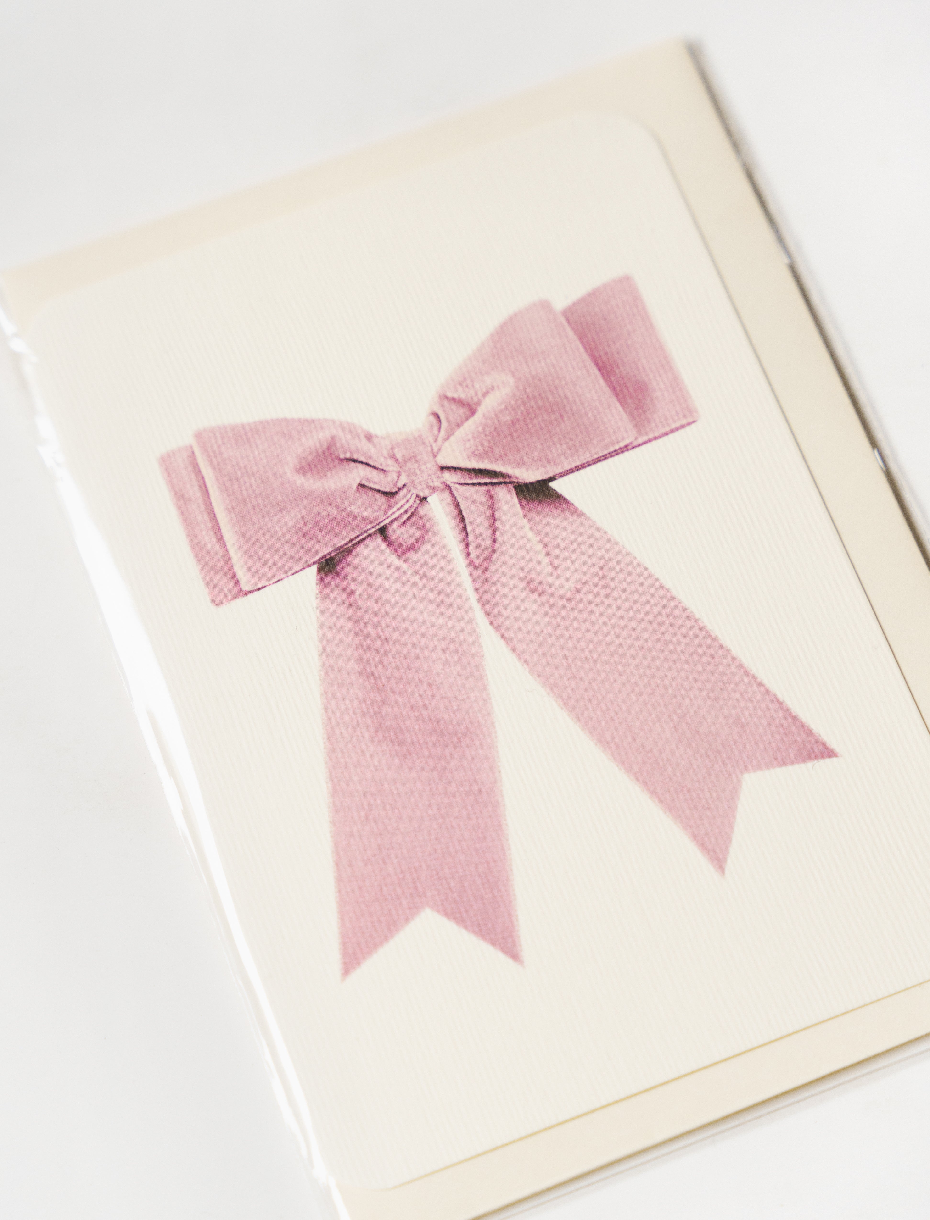 Canonbury Press Greeting Card Baby Pink Velvet Bow