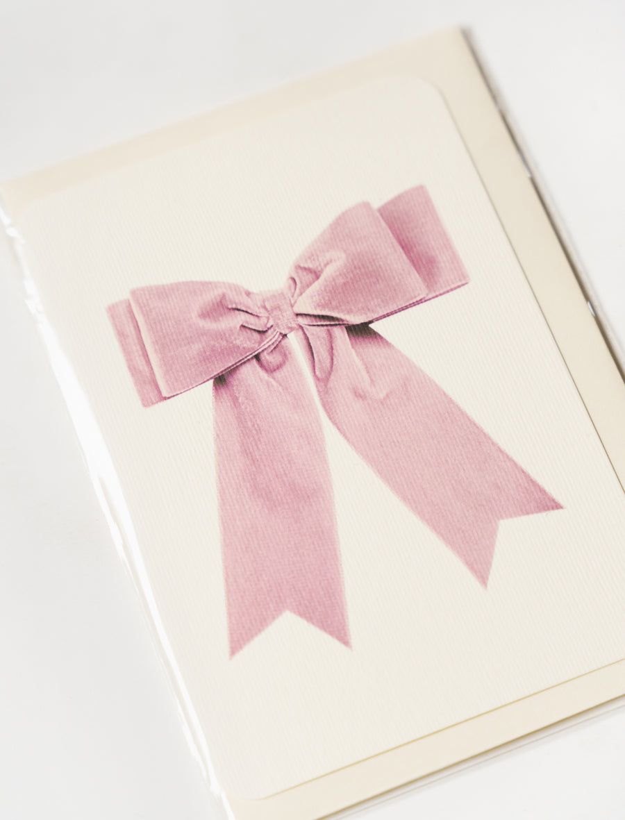 Greeting Card Baby Pink Velvet Bow - Image 2