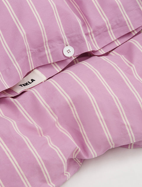 Tekla Percale Double Duvet Cover Mallow Pink Stripes
