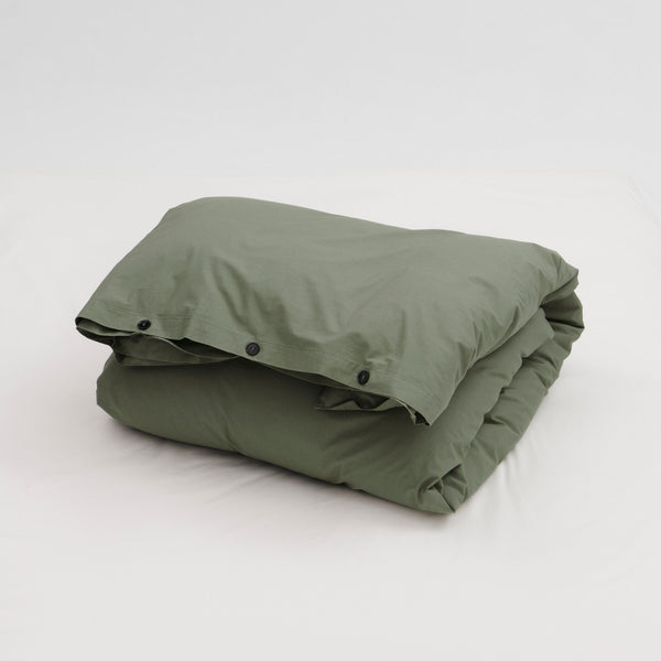 Tekla Percale Double Duvet Cover Olive Green – Neighbour