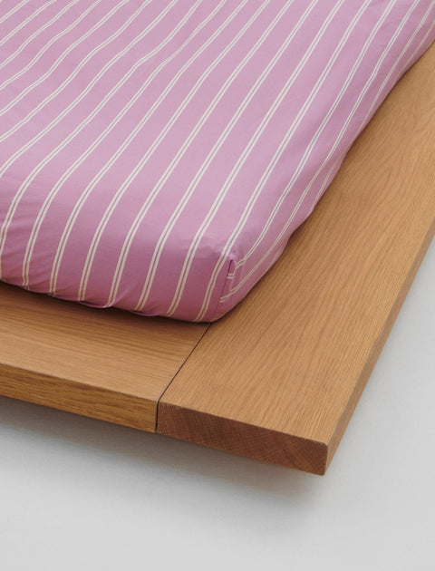 Tekla Percale Fitted Sheet Mallow Pink Stripes