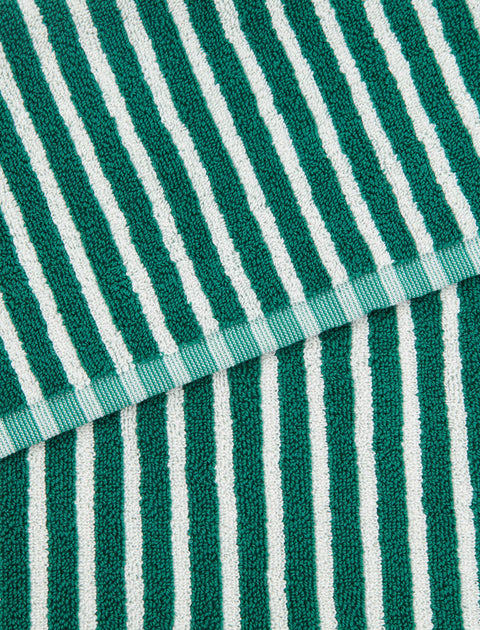 Tekla Heavyweight Cotton Bath Mat Teal Green Stripes