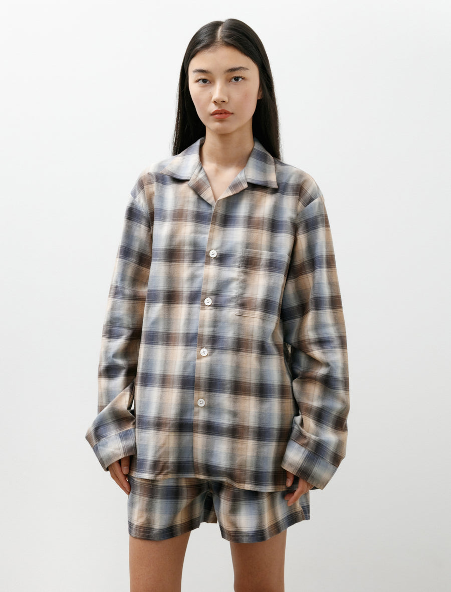 AURALEE Flannel Pyjama Shirt Dawn Checks - Image 3