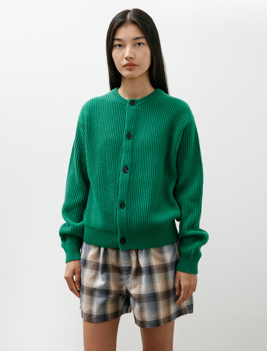 TEKLA Cashmere Crewneck Cardigan Forest Green - Image 2