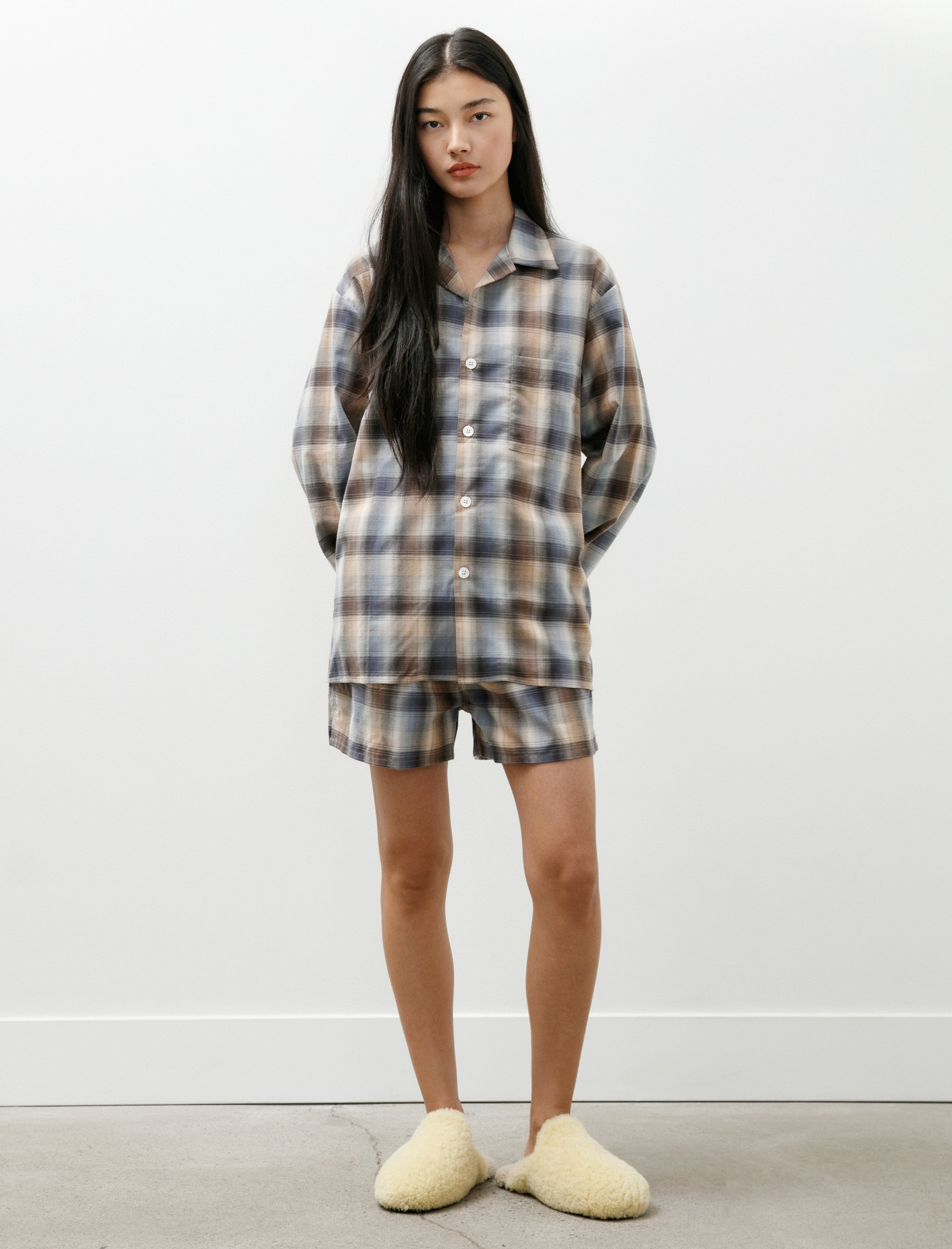 TEKLA x AURALEE Flannel Pyjama Shirt Dawn Checks