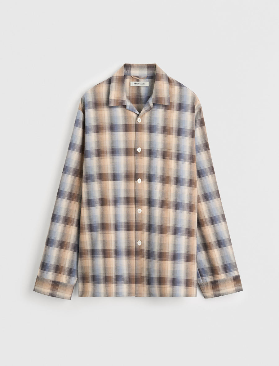AURALEE Flannel Pyjama Shirt Dawn Checks - Image 1