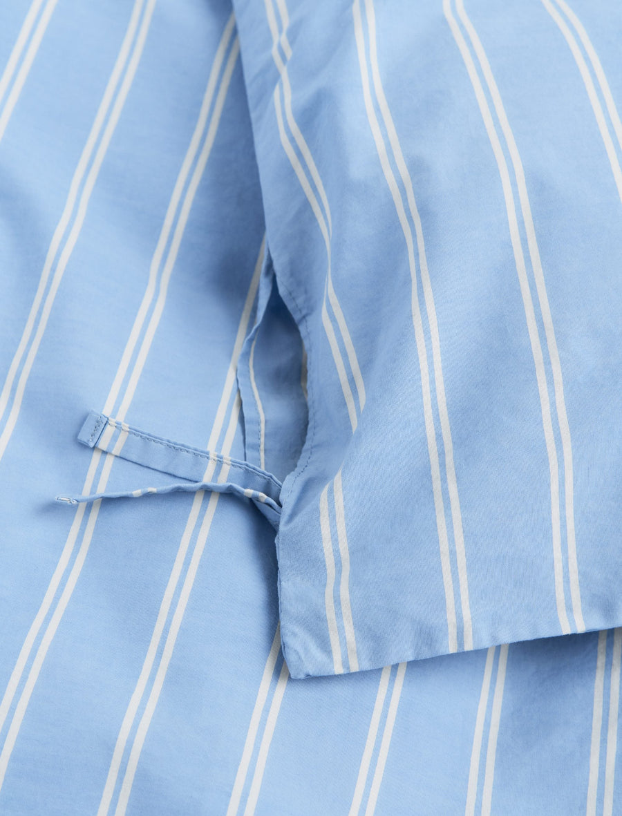 Percale Double Duvet Cover Island Blue Stripes - Image 3